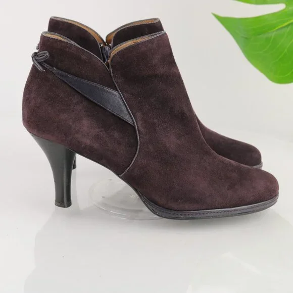 Sofft Womens Gala Boot Size 9.5 M Plum Purple Suede Kitten Heel Elegant Bootie - Picture 7 of 12